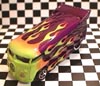 vw bus with flames